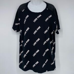 PINK‎ Victoria’s Secret Logo Mesh Shoulders All Over Print Shirt Size Large